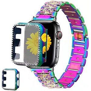 NEW Colorful Bling Rhinestone Apple Watch Band + Case